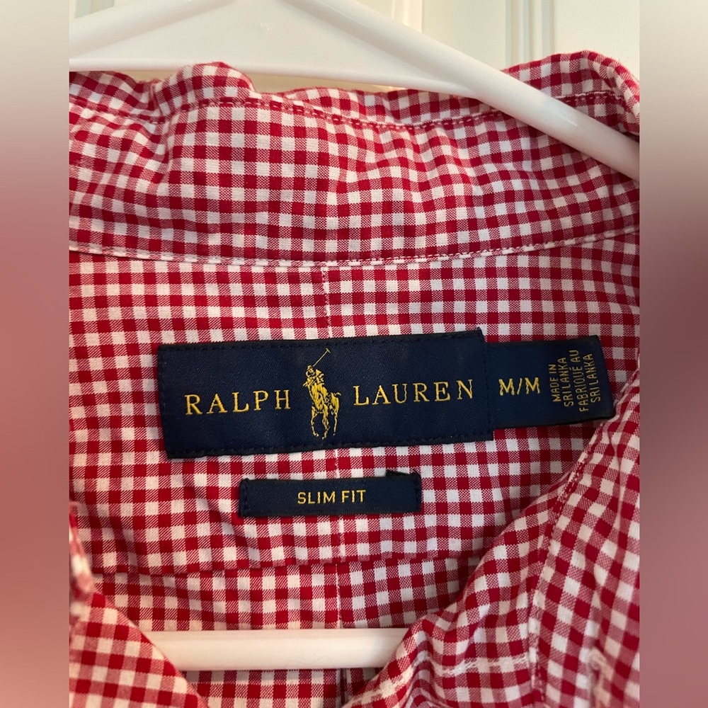 Polo, Medium Sized Red Checkered Button Down - image 2